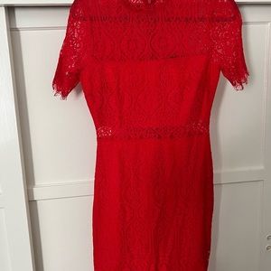 Lulus Remarkable Red Lace Dress. Medium.